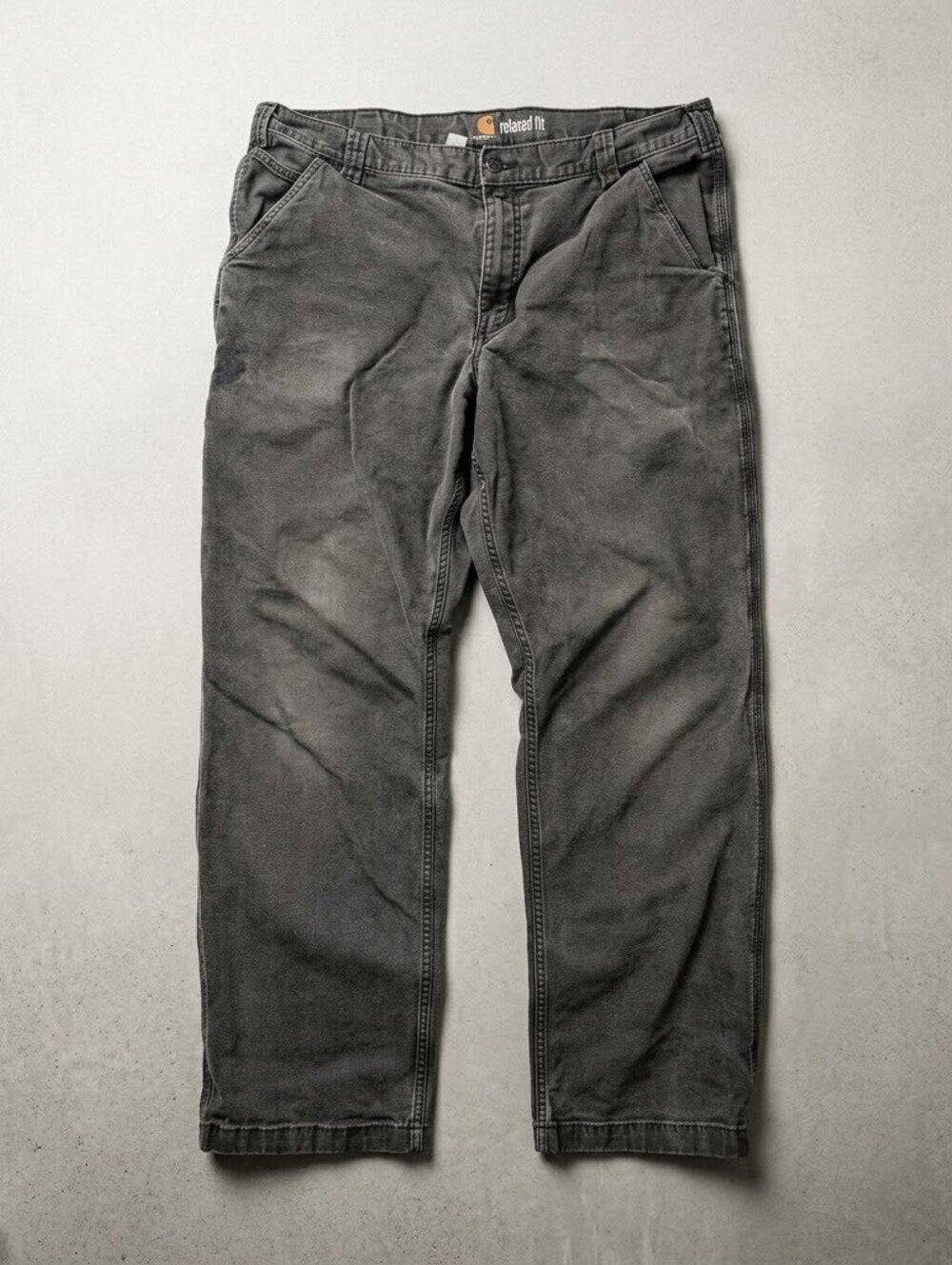 Carhartt Mens 38x32 Relaxed Fit Utility Work Pants Faded Black Grunge Skater